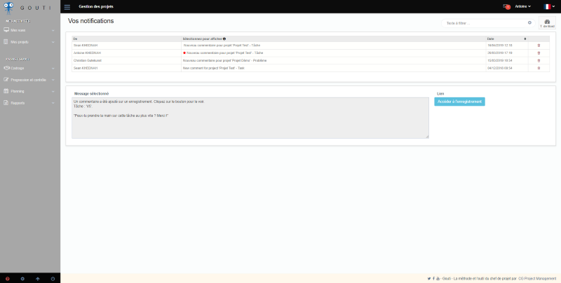 Des notifications cibl&eacute;es en gestion de projet